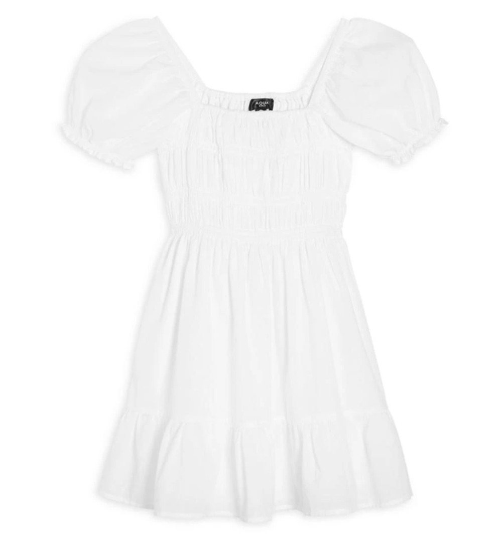 AQUA Girls' White Coral Dress - Little Kid SIZE S 7/8